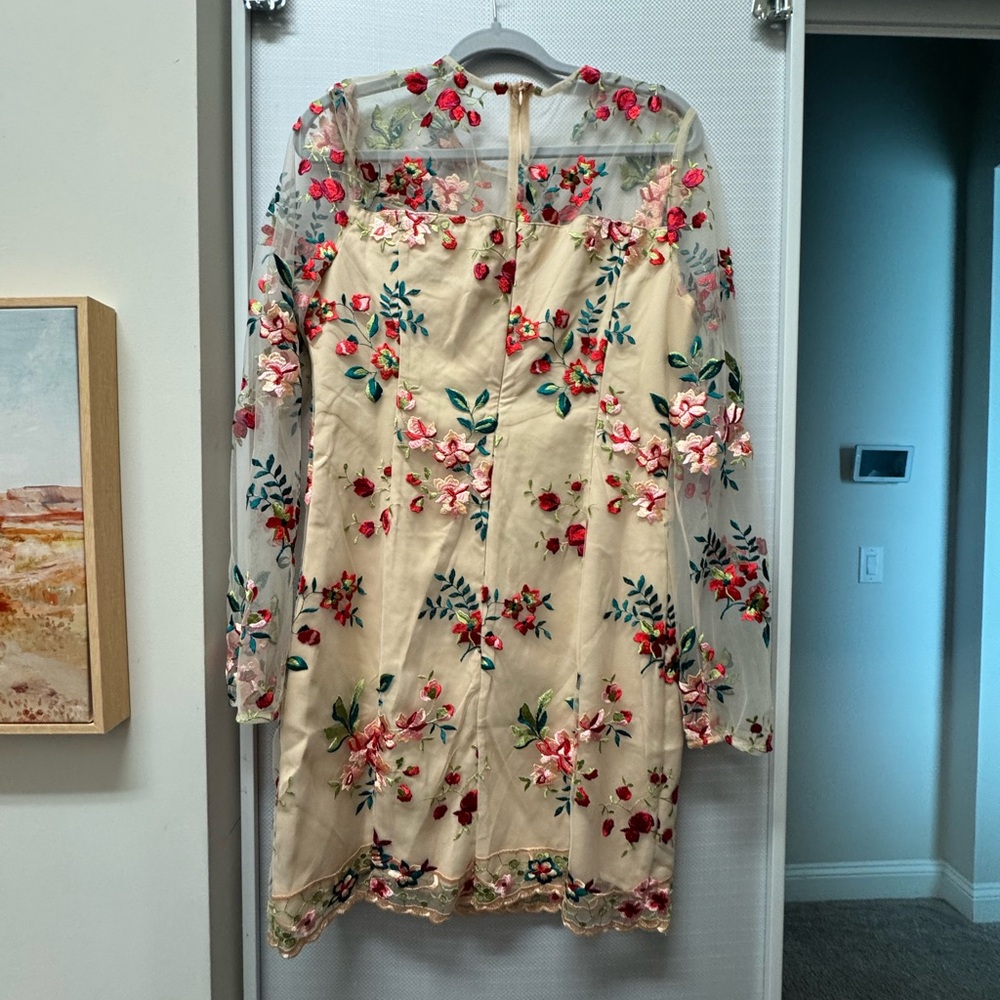Bought from VICI. Embroidered dress with tank underneath. Size large. Never worn